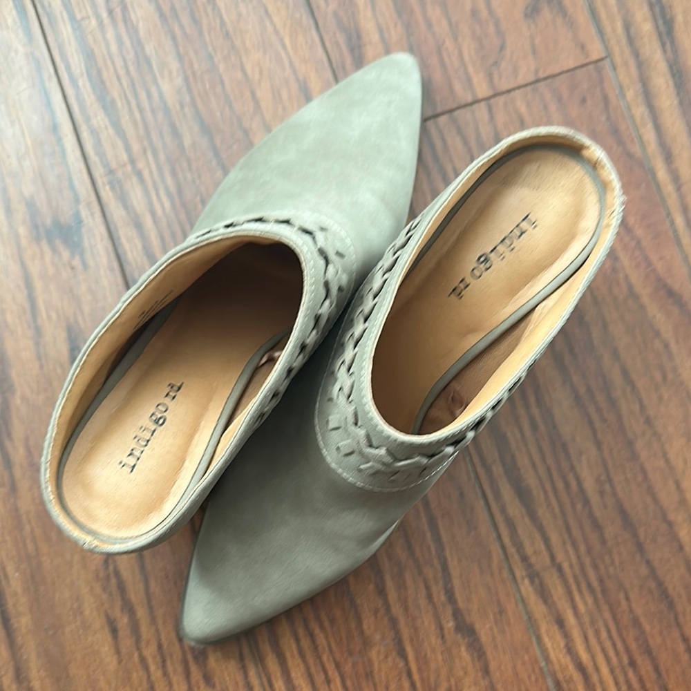 Taupe Women's Heeled Mules